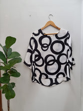 Sale - Black & White Circles Print Shift Top