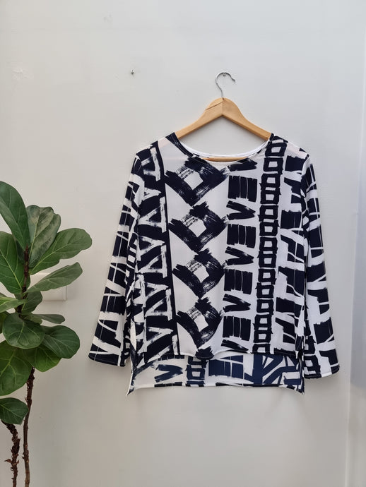 Navy White Crepe Shift top