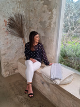 Navy White Crepe Shift top