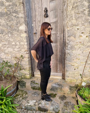 Pre Order - Black Chiffon Half Poncho