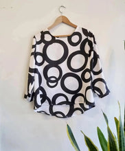Sale - Black & White Circles Print Shift Top