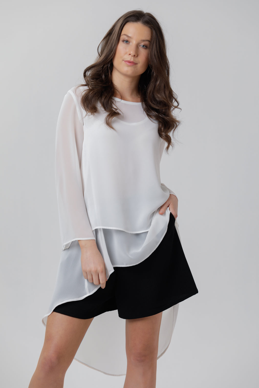 X Black Crepe Culotte Shorts