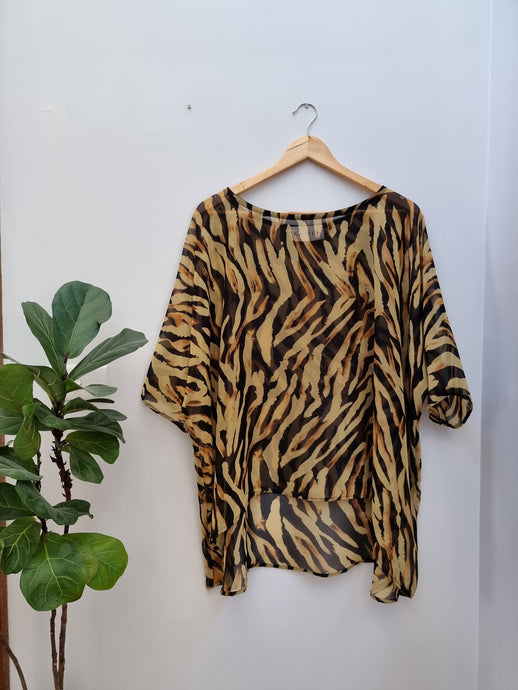 New - Tiger Chiffon Poncho