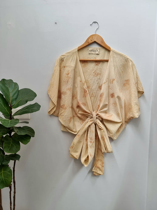 Wrap Top - Botanical Eucalyptus Dye Cotton Phoebe Hunter x Kalila Namoi