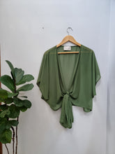 Green Chiffon Wrap Top