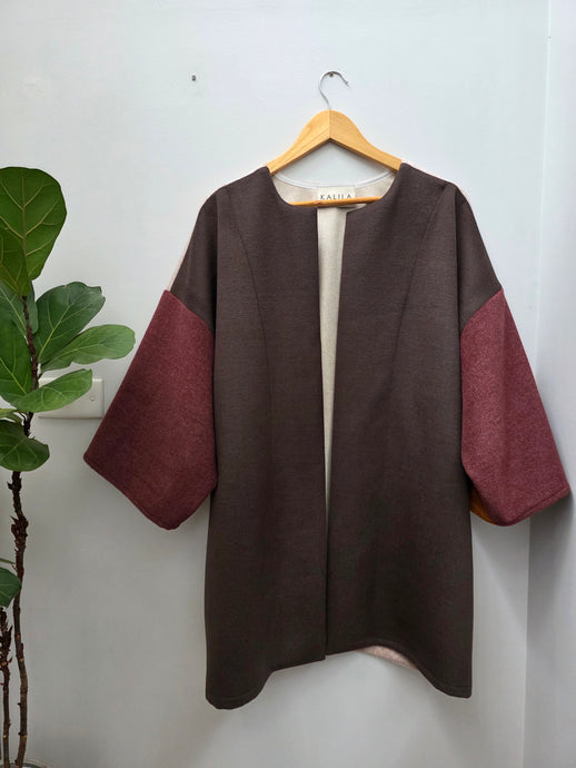 A Cloak- Wool Cashmere Multi Colour Khaki