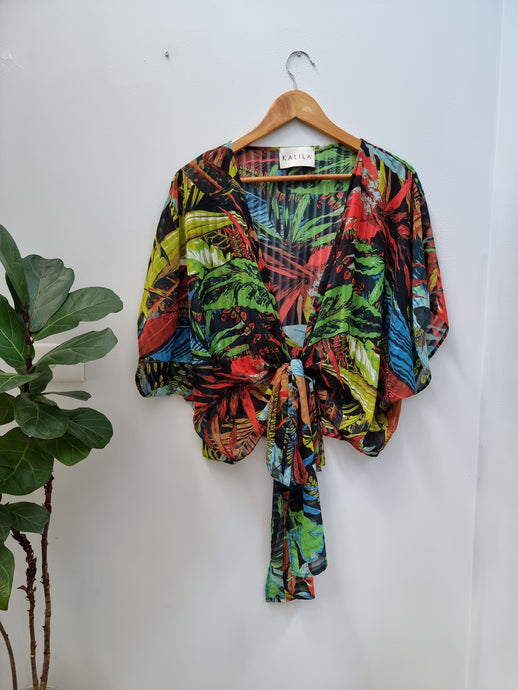 Sale - Tropical Chiffon Wrap Top