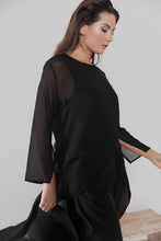 New Abstract Print Slit Sleeve Top